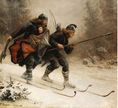 The two Birkerbeiners brought the young Haakon Haakonssn to safety in 1206 across the stormy and dangerous mountains from Lillehammer to sterdalen.